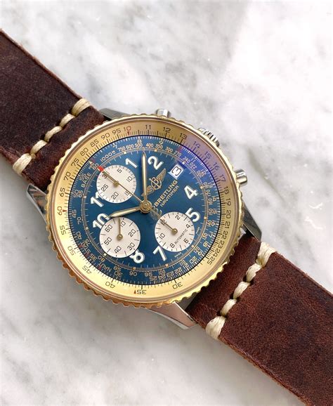 breitling old navitimer blue dial|Breitling Navitimer gold price.